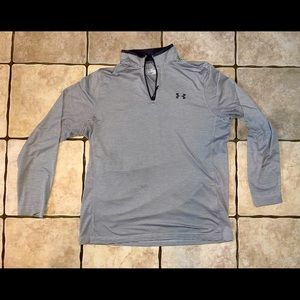 Under Armour mens XL gray and white striped 3/4 zip long sleeve light weight